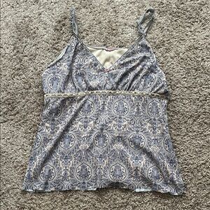 Elegant Blue and Cream Paisley Women's Top